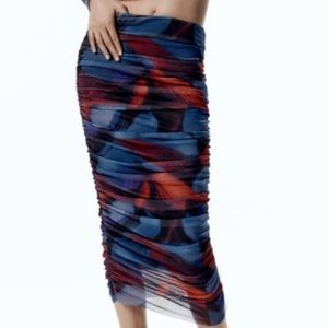 Zara Tulle Skirt Red and Blue